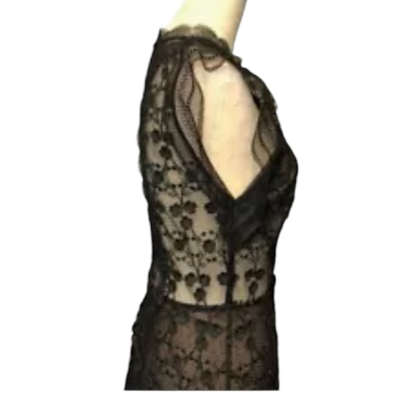 Alexis Sleeveless Lace Nude Mini Dress Black Large L - Picture 7 of 12